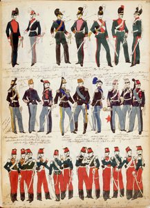 Various Italian Uniforms in Common Use Around 1860 by Quinto Cenni