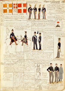 Various uniforms of Kingdom of Sardinia, color plate by Quinto Cenni by Quinto Cenni