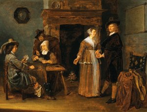 Interior with Card Players by Quirijn van Brekelenkam