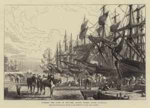 Towards the Close of Day, the Canada Timber Docks, Liverpool by R. Dudley