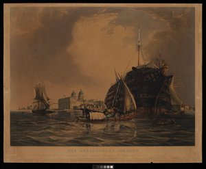 The Dreadnought 104 Guns, Hospital Ship for Seamen of All Nations, Moored in the Thames off Greenwich, June 20th 1831 by R. W. Price
