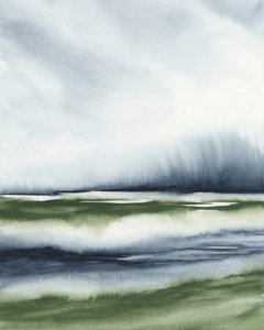 Misty Green Landscape by Rachel Elise