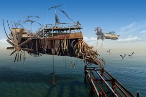 Flying Steampunk Ship by Radoslav Penchev