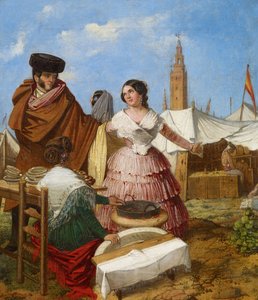 Courting at a Ring-Shaped Pastry Stall at the Seville Fair by Rafael Benjumea