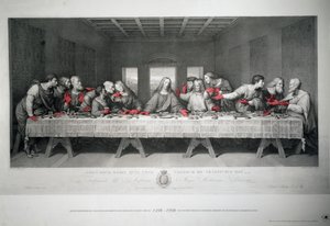 Engraving made to mark 5th centenary of Last Supper by Leonardo da Vinci in Santa Maria delle Grazie, Milan by Raffaello Sanzio Morghen