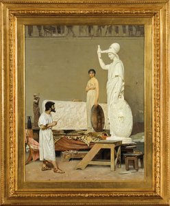 Phidias working on his statue of Minerva by Raffaello Sorbi