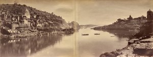 Two-Part Panorama with View of the Narmada River at Omkareshwar by Raja Deen Dayal