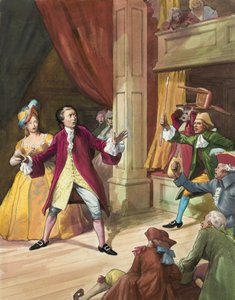 David Garrick Facing a Riot by Theatre Goers