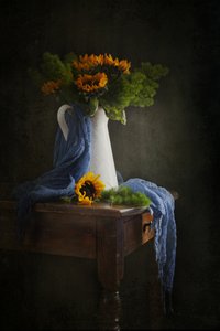 Moody Sunflower Still Life by Ramiz Sahin