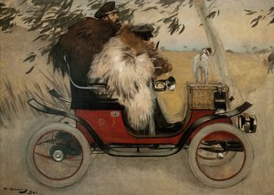 Ramon Casas and Pere Romeu in an Automobile by Ramón Casas