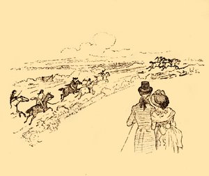 Bystanders Watch as John Gilpin is Chased Across the Countryside