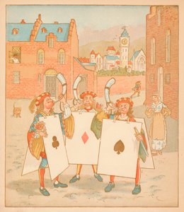 Horn-blowers wearing playing cards, 1880 by Randolph Caldecott