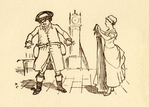 John Gilpin attaches wine bottles to his belt by Randolph Caldecott