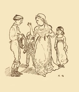 Mrs Gilpin pays the postboy to find her husband by Randolph Caldecott
