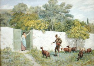 Scene at Montone - The Goatherd by Randolph Caldecott