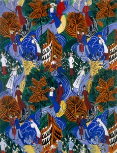 Ice Skaters, Design for Printed Silk, c.1914-20