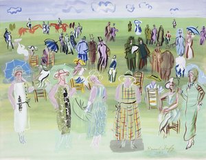 Poiret Mannequins at the Races, with Blue Umbrellas by Raoul Dufy