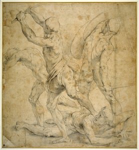 The panel beneath the statue of Apollo in 