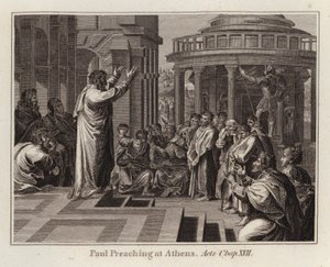 Paul Preaching at Athens, Acts, Chap XVII (engraving) by after Raphael