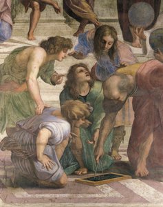 Euclid Drawing the Figure of Hexagram with Compass (detail of The School of Athens) by Raphael (1483 1520)