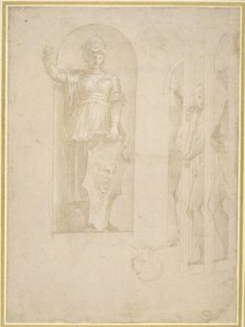 Studies for a Figure of Minerva and Other Statues by Raphael