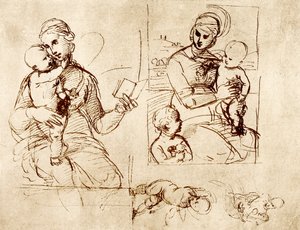 Two Madonna Studies by Raffaello Sanzio Raphael