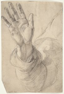 Upraised Right Hand, with Palm Facing Outward: Study for Saint Peter by Raphael