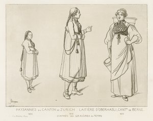 Peasants from the Canton of Zurich and Dairywoman from Oberhasli in the Canton of Berne by Raphael Jacquemin
