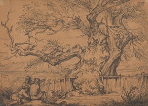 Distant View of Windsor Castle in a Storm (The Great Oak, Windsor Castle in the Distance) by Raphael Lamar West