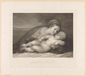 Mary with sleeping Child in landscape (Parce Somnum Rumpere) by Raphael Morghen