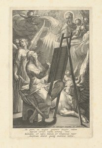 Saint Luke Painting the Virgin by Raphael Sadeler I, after Bartholomaeus Spranger