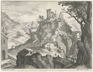 Landscape with the Temple of Vesta at Tivoli by Raphaël Sadeler (I) (attributed to)