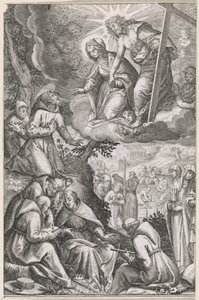 Christ and the Virgin Mary Appear to Saint Francis and His Order by Raphaël Sadeler (I)