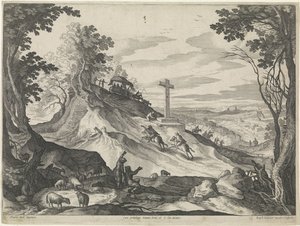 Landscape with a Cross on a Hill by Raphaël Sadeler (II)