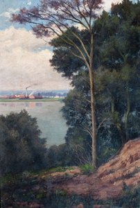 Landscape with river and factory