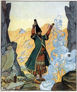 The Dervish Monk Lights Fire and Sprinkles It: Illustration for the Tale 