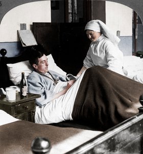 A soldier writing a letter in hospital, World War I by Realistic Travels Publishers