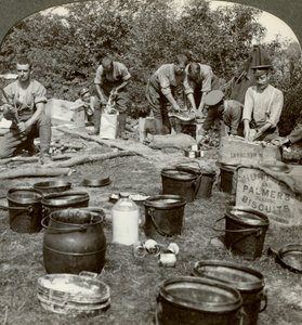 Army cooks preparing a meal, World War I