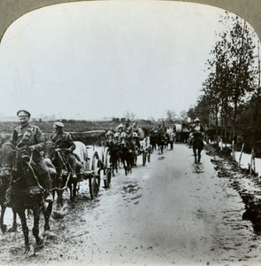 Artillery making their way through mud to Gommecourt, France, World War I