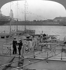 Flotilla of motor boats on the Rhine, c. 1918-1919