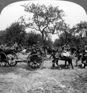 Horse-drawn artillery, World War I, 1914-1918