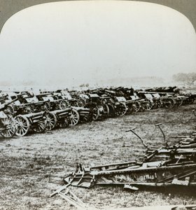 Hundreds of German guns captured at Couralette, France, Battle of Somme, World War I, 1916