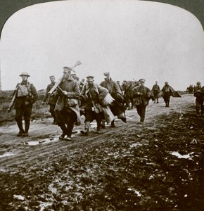 Prussians captured by Old Contemptibles in the advance at Pozieres, World War I