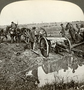 Removing a field gun from a flooded position, World War I by Realistic Travels Publishers