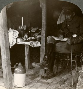 Staff Officer in a Dugout Studying Details before an Offensive, World War I, 1914-1918 by Realistic Travels Publishers