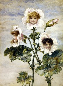 Geranium & Sweet Pea- Flower Children- a Pair