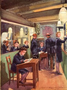 Control room of the wartime British National Fire Service, World War II by Reginald Mills