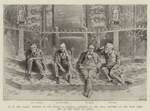 In at the Death, Members of the House of Commons listening to the Final Speeches on the Home Rule Bill in the House of Lords