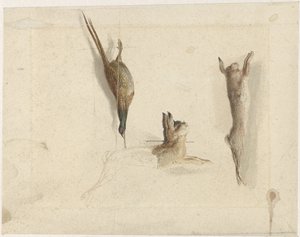 Dead Pheasant and Two Dead Hares by Reinier Craeyvanger