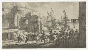 Masquerade at a Harbor by Reinier Nooms (attributed to)